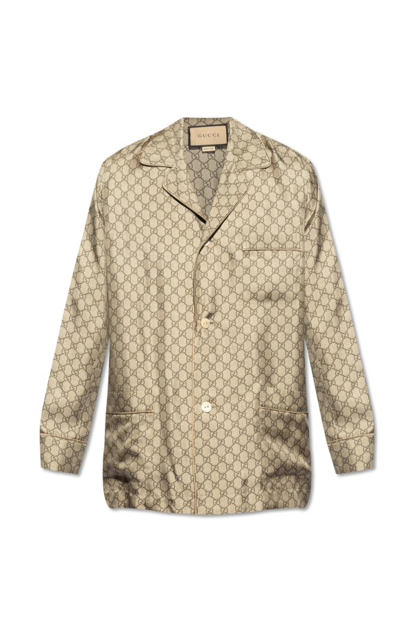GUCCI monogrammed 'Rhombus' pure silk shirt